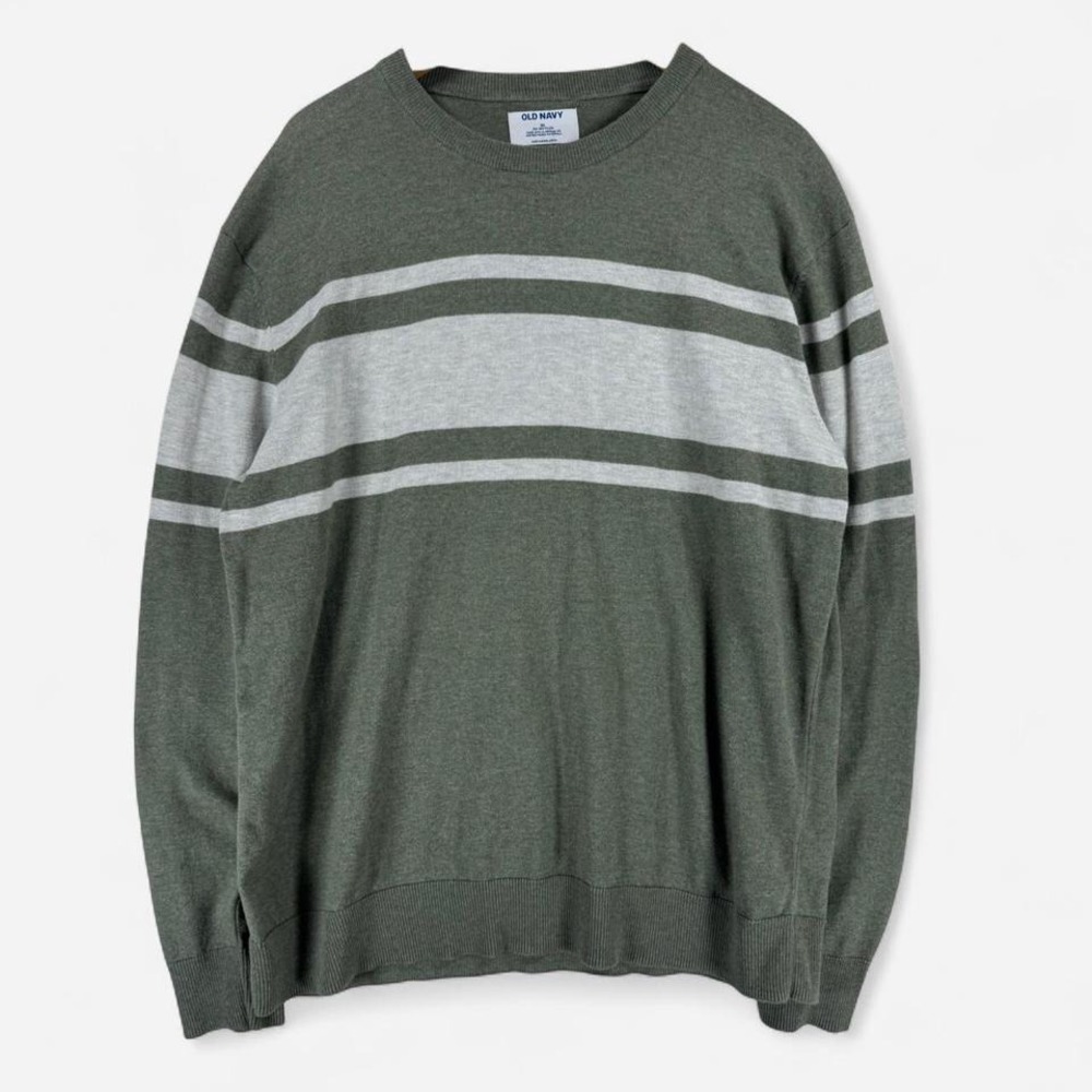 Old Navy‎ Green and White Pullover Size XL Mens Y2K Preppy Classic
